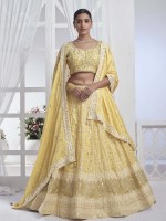 Yellow Pure Chiffon Lehenga Choli